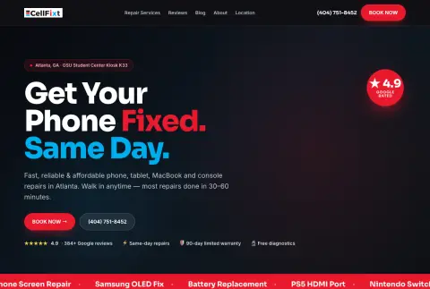 Local business website — dark hero with service grid