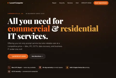 Local business website — computer services