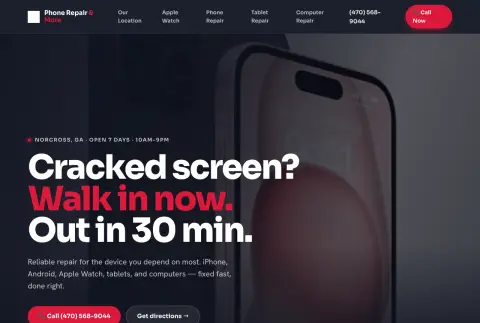Local business website — phone repair and accessories