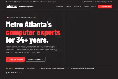 Local business website — computer sales and service