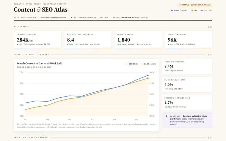 Content & SEO reporting — representative artifact
